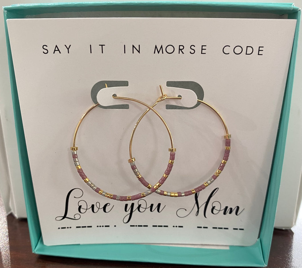 Love You Mom Earrings- Hoop