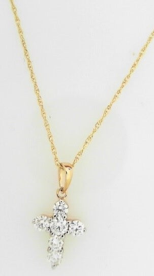 Ladies 14 Karat White Gold Diamond Cross Pendant With 0.37Tw Round H/I Si2 Diamonds 18