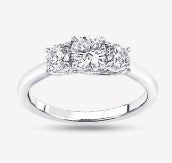Ladies 14 Karat White Gold Diamond Three Stone Ring With 2.00Tw Round G/H VS2 Diamonds Size 7 IGI Certification # 23J354862403
