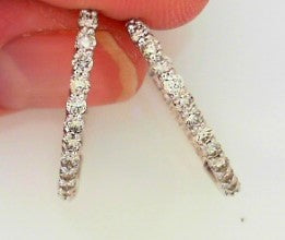 Ladies 14 Karat White Gold Diamond Inside/Outside Hoop Earrings with 1.00tw Round H/I SI2 Diamonds