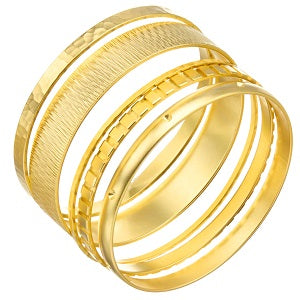 Set Of 5 Vintage Bangles / Triple Plated 24K Gold / Approximate 2.75 Inch Diameter