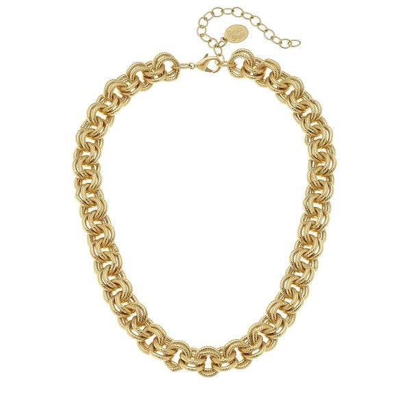 Gold Double Loop Chain Necklace / 24K Gold Plated