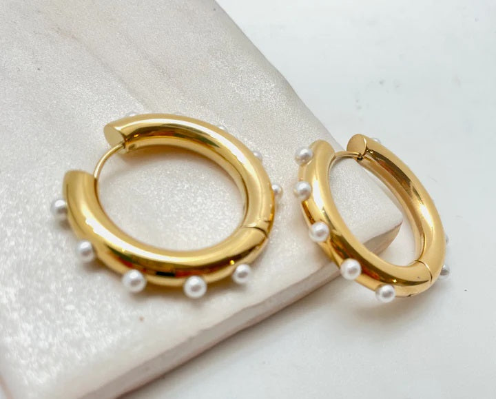 Gold Plate Over Sterling Silver Click Hoop Earrings