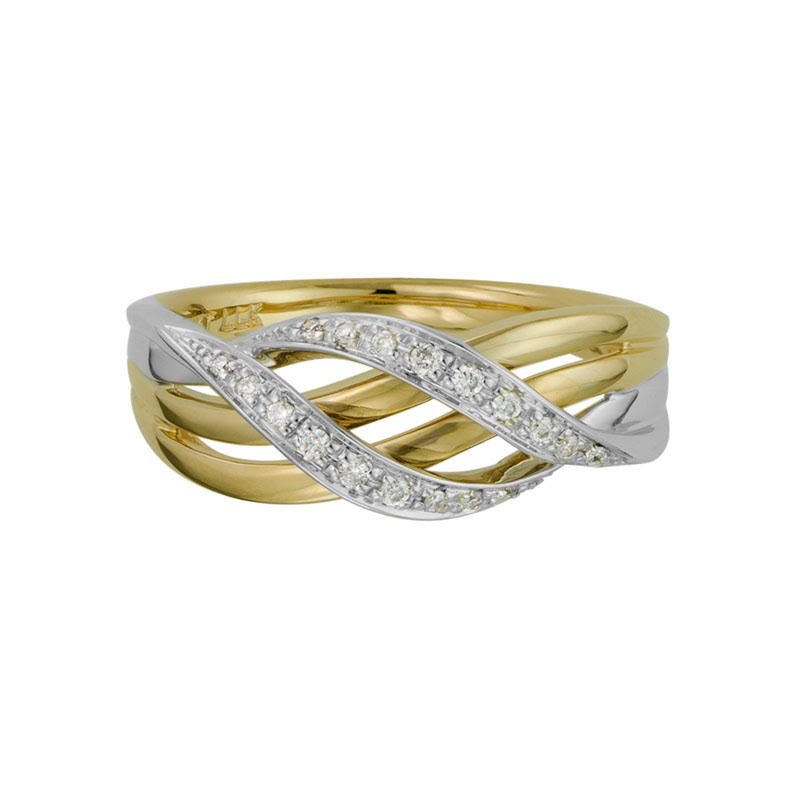 Ladies 14 Karat Two Tone Ring With 0.07Tw Round H/I Si2 Diamonds Size 7