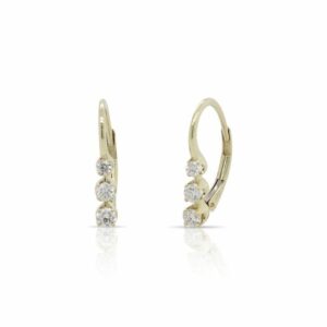 Ladies 14 Karat White Gold Diamond Three Stone Earrings  With 0.35Tw Round H/I Si2 Diamonds