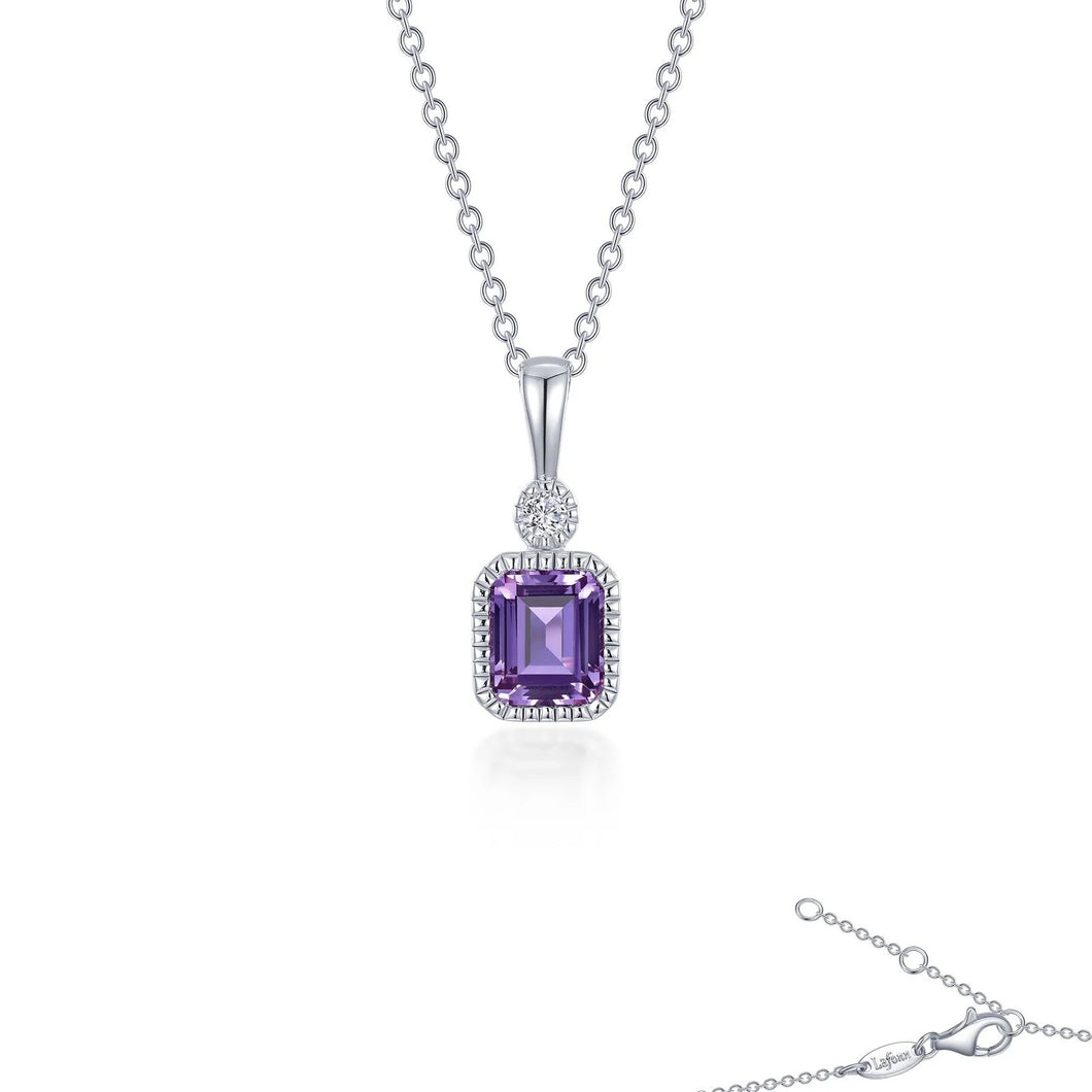 February Birthstone Necklace Sterling Silver Rhodium Plated 0.91 Ctw With Simulated Stone And Lassaire Stone 20
