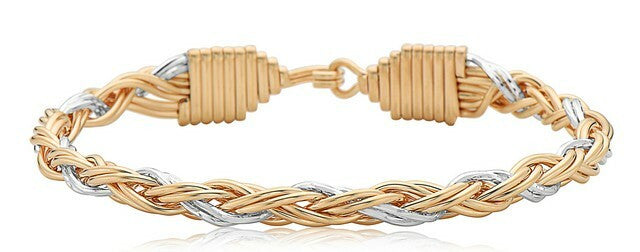 Gratitude Bracelet- 14kt Gold Artist Wire & Silver- Size 7.0