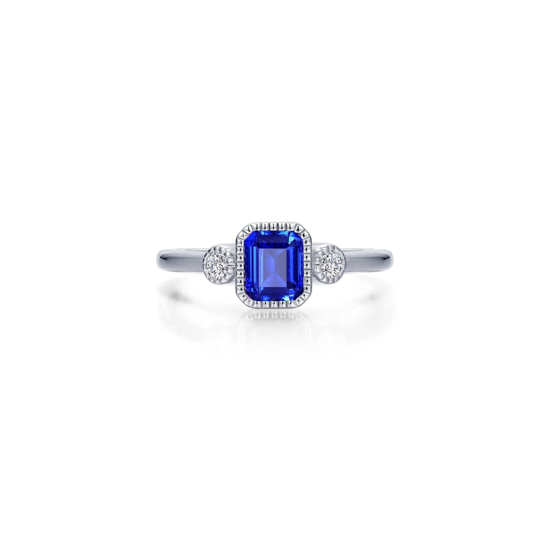 September Birthstone Ring Sterling Silver Rhodium Plated 0.98 Tw With Simulated Stone And  Lassaire Stones Size 7