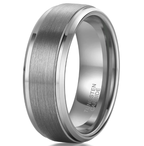 6MM Domed Polished Tungsten Band With Brushed Center Size 10