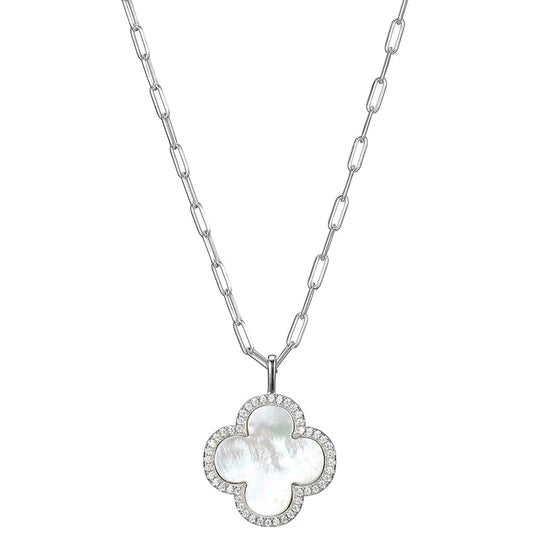 Sterling Silver Mother of Pearl Clover Necklace