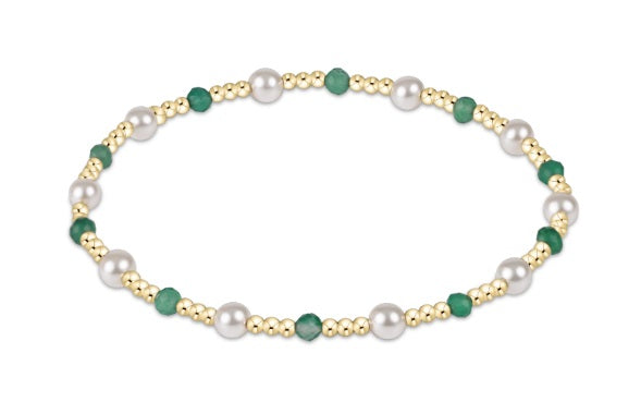 Pearl Sincerity Pattern 4mm Bracelet - Green Onyx