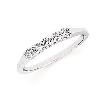 Ladies 14 Karat White Gold  5 Stone Anniversary Ring With 0.25Tw Round H/I I1 Diamonds - Size: 6.5