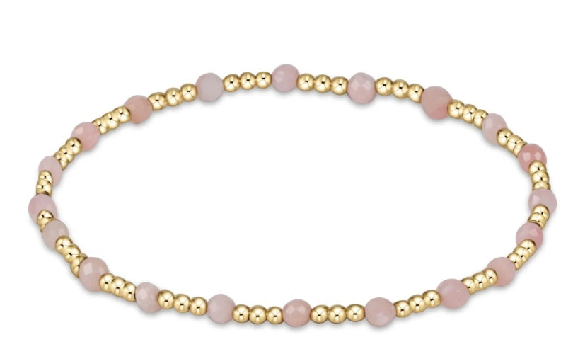 Gemstone Gold Sincerity Pattern 3Mm Bead Bracelet - Pink Opal