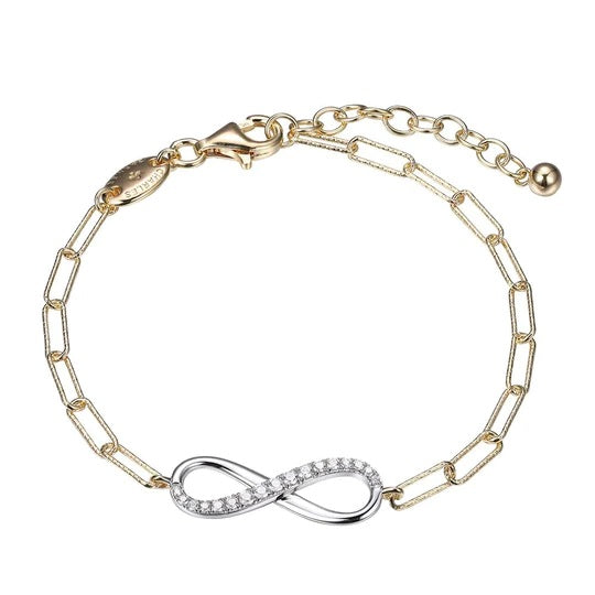 Sterling Silver Bracelet made with Diamond Cut Paperclip Chain and Reversible CZ Infinity in Center
