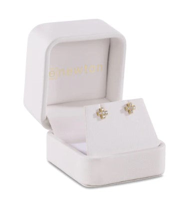 14 KT Gold and Diamond Signature Cross Studs with 0.20 TCW Round G/H Si2 Diamonds
