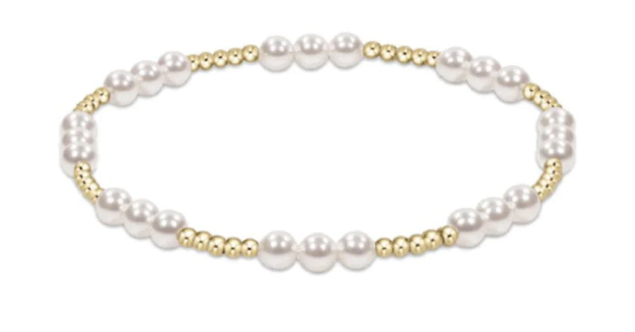 Classic Joy Pattern 4mm Bead Bracelet - Pearl