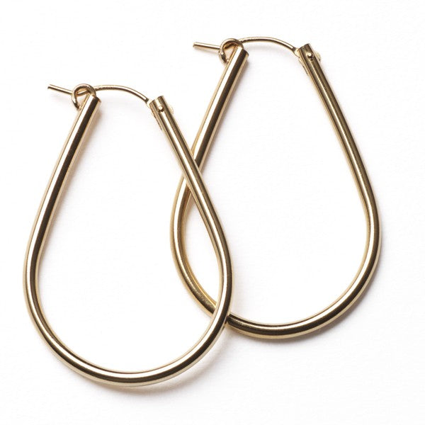 Ladies Gold Filled Hoop Teardrop 30mm Earrings