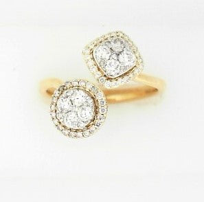 Ladies 14 karat Yellow Gold Fashion Ring With = 0.53Tw Round H/I SI2 Diamonds Size 6.5