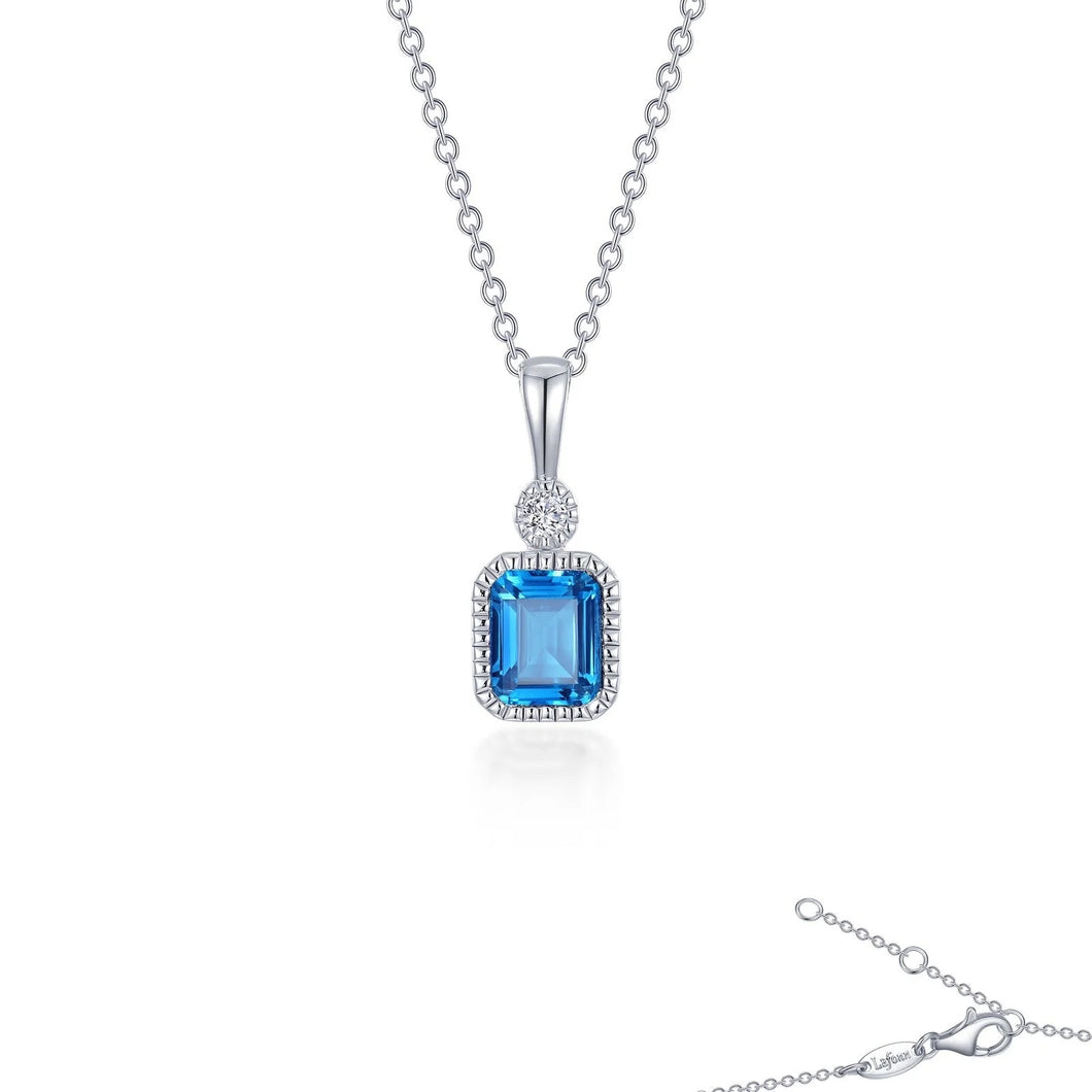 December Birthstone Necklace Sterling Silver Rhodium Plated 0.91 Ctw With Simulated Stone And Lassaire Stone 20