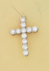 Ladies 14 Karat Yellow Gold Diamond Cross Necklace With = 1.47Tw Round G/H SI2 Diamonds With 18