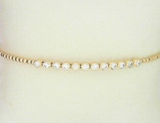 Ladies 14 Karat Yellow Gold Diamond Flexible Bangle  With = 0.39Tw Round G/H SI2 Diamonds 6.75