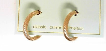 Round Gold Hoop 4mm- Twisted Texture