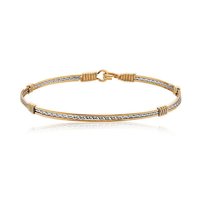 Sweetheart - 14 kt Gold Artist Wire With Silver Diamond Cut - Size 8.00