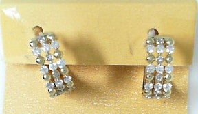 Ladies 14 Karat Yellow Gold Diamond Three Row Hoop Earring With 0.75Tw Round H/I Si2 Diamonds