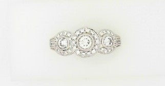 Ladies 14 Karat White Gold Three Stone Fashion Ring With = 0.72Tw Round G/H SI2 Diamonds Size 7