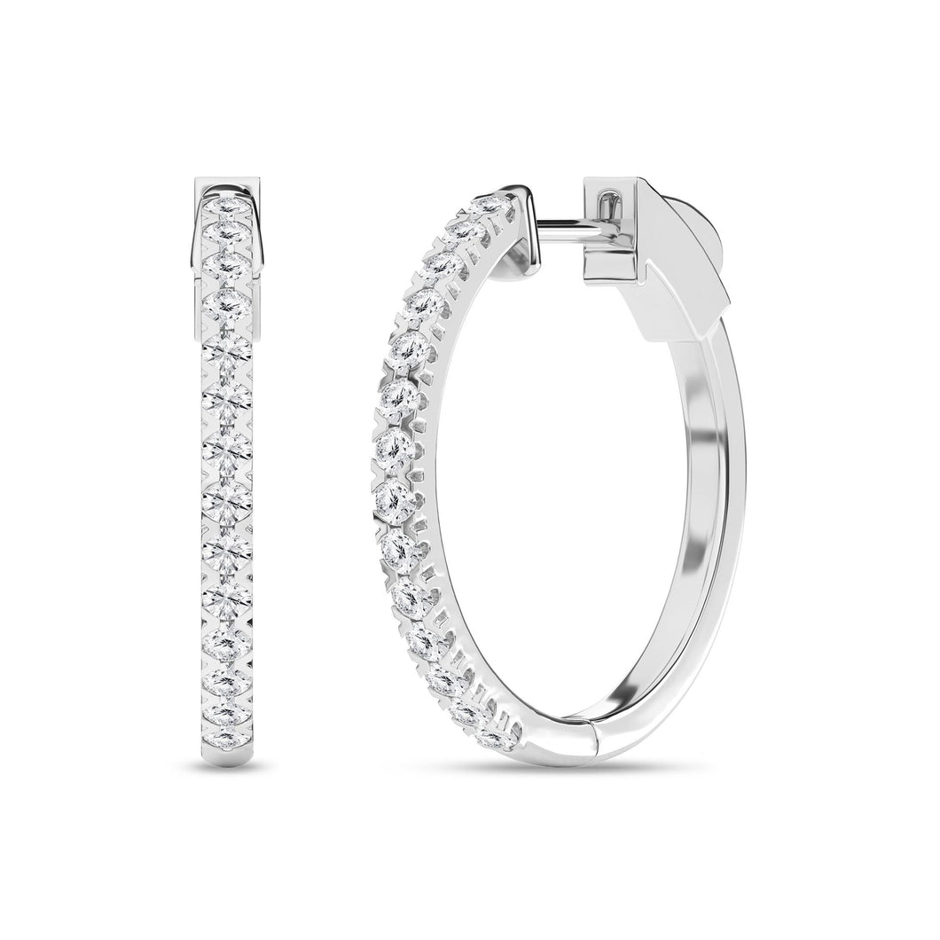 Ladies 14 Karat White Gold Diamond Hoop Earrings With = 0.50Tw Round G/H Vs2 Diamonds IGI Certification #40J335622406 Lab Grown Diamonds