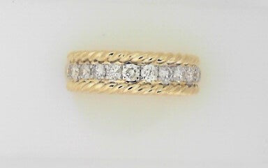 Ladies 14 Karat Yellow Gold  Diamond Band With 1.00Tw Round H/I Si2 Diamonds Size 6.5