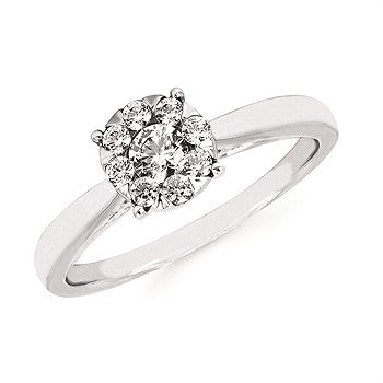 Ladies 14 Karat Yellow Gold Cherish Bridal Engagement Ring With 0.34Tw Round H/I Si2 Diamonds