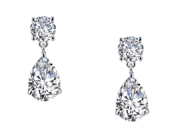 Sterling Silver Pear Drop Earrings With 4.92 CTW Lassaire Stones