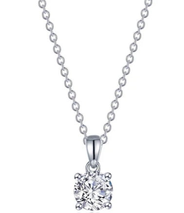 Sterling Silver 0.85 CTW 4-Prong Solitaire Necklace Lassaire Stones With 20