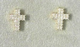 Ladies 14 Karat Yellow Gold Diamond Cross Earrings With = 0.50Tw Round H/I Si2 Diamonds