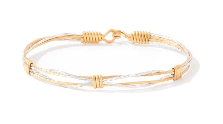 Out of the Darkness Bracelet 14 kt gold Artist Wire with Mirror Silver 7 inches