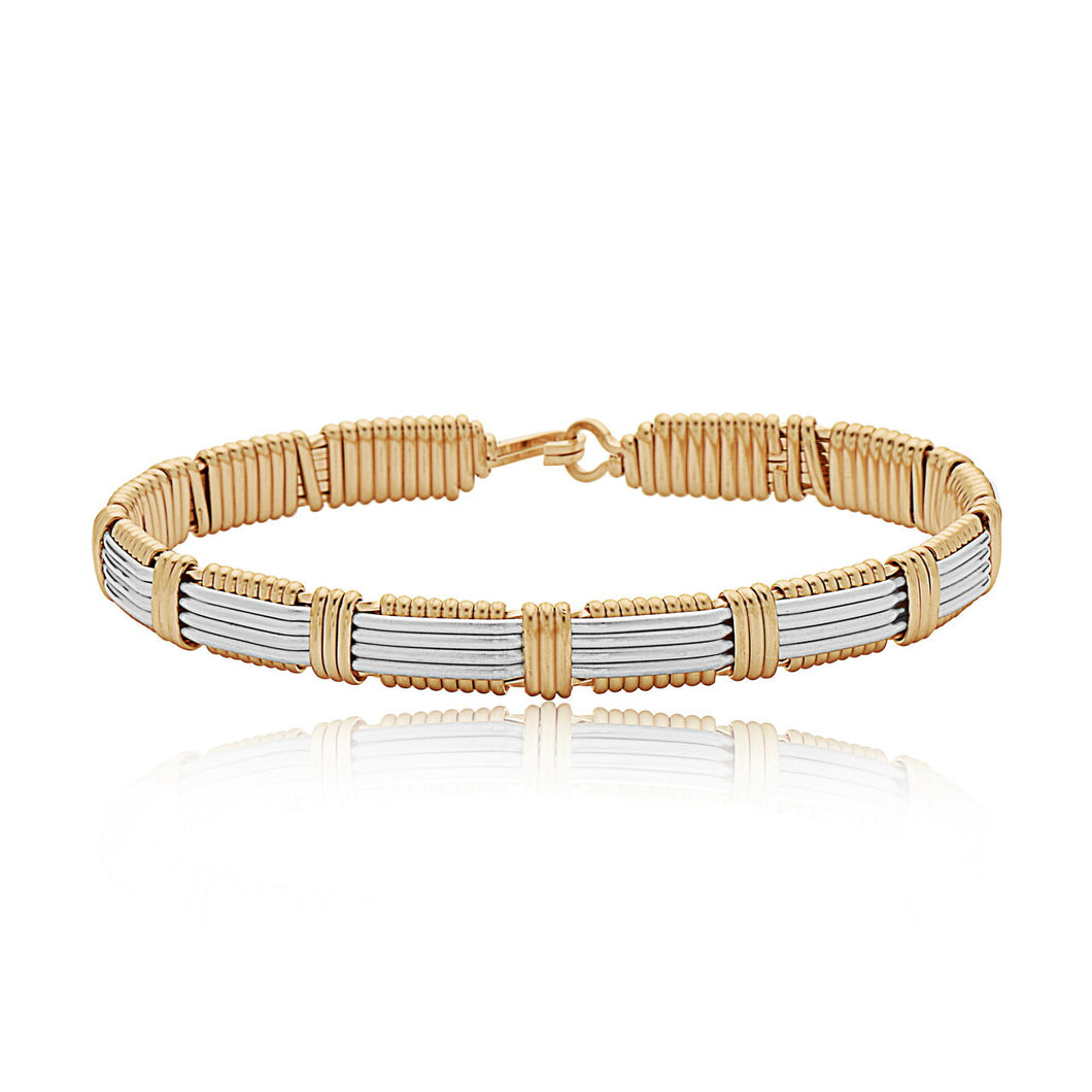 Adore Bracelet- 14 kt Gold Artist Wire & Silver- Size 7.5