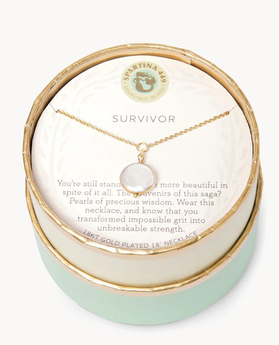 Sea La Vie Survivor Coin Pearl Necklace