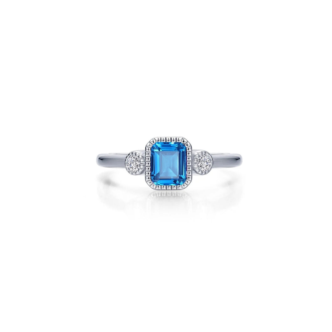 December Birthstone Ring Sterling Silver Rhodium Plated 0.98 Tw With Simulated Stone And Lassaire Stones Size 7
