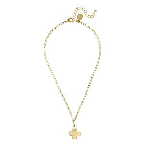 Cross Paperclip Chain Necklace - 16 Inches + 3 Inch Extender