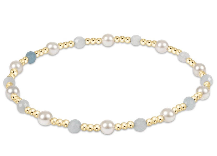 Pearl Sincerity Pattern 4Mm Bead Bracelet - Aquamarine