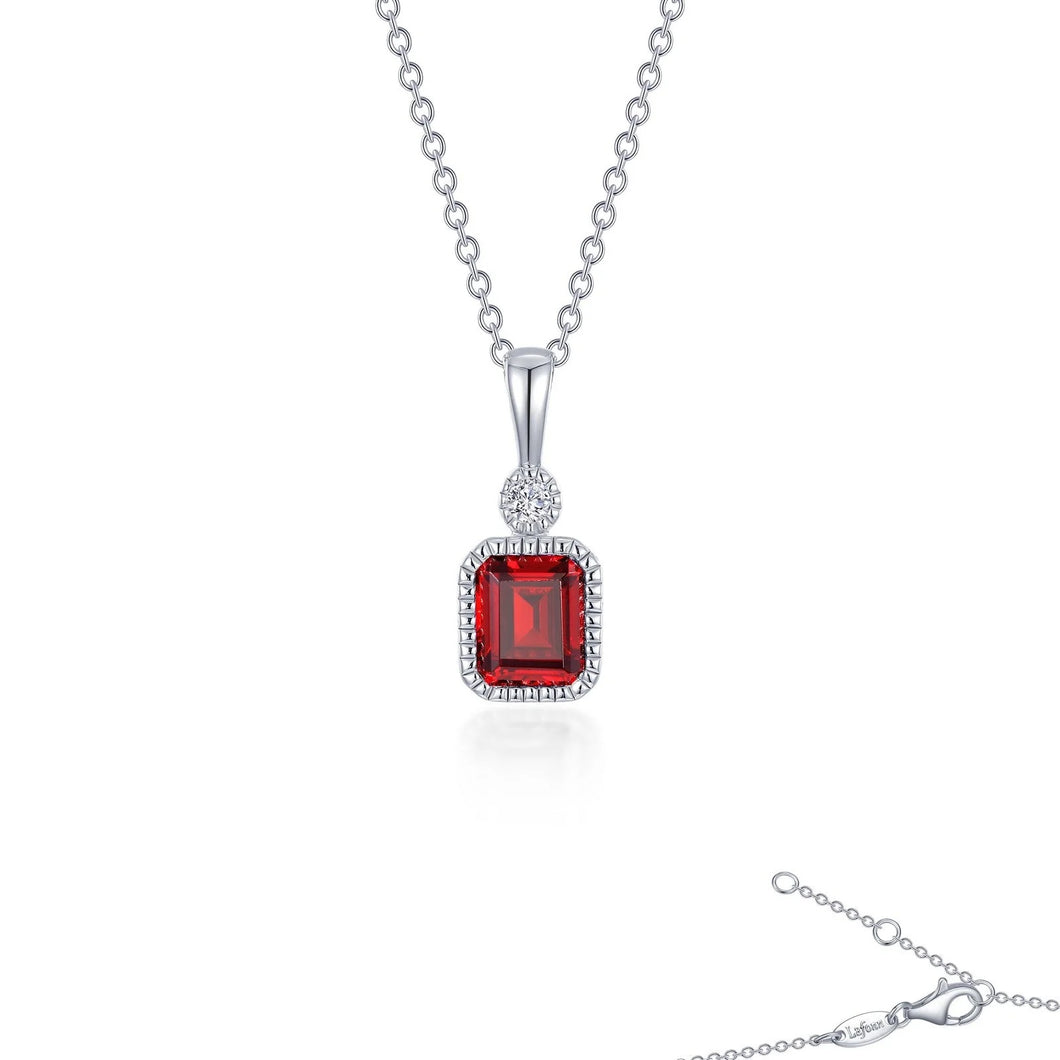 January Birthstone Necklace Sterling Silver Rhodium Plated 0.91 Ctw With Simulated Stone And Lassaire Stone 20
