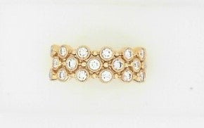 Ladies 14 Karat Yellow Gold Three Row Band  With = 0.70Tw Round G/H SI2 Diamonds Size 6.5
