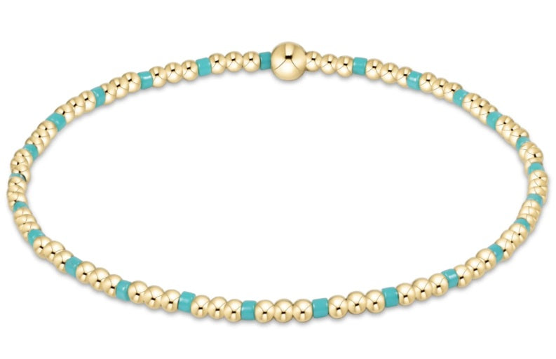 Hope Sincerity Pattern 2mm Bead Bracelet - Turquoise