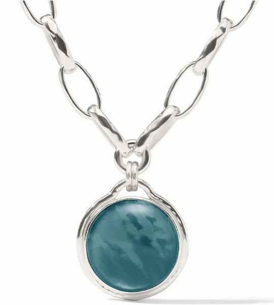 Solara Statement Necklace - Silver - Iridescent Montana Blue