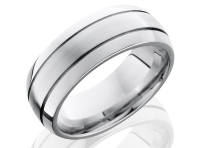 6MM Domed Polished Tungsten band With 2 Grooves Size 12.5