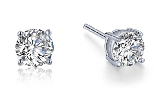 Sterling Silver Rhodium Plated Lassaire Stud Earrings 1.50 TCW