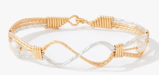 Infinite Angel Bracelet- 14K Gold Artist Wire and Silver- Size 7.0