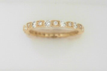 Ladies 14 Karat Yellow Gold Diamond Stackable Band With 0.55Tw Round G/H Si2 Diamonds Size 6.5