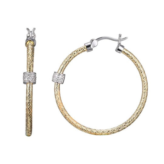 Sterling Silver 2mm Mesh Earrings with CZ